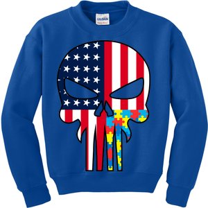 Autism Awareness American Skull Kids Sweatshirt