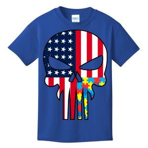 Autism Awareness American Skull Kids T-Shirt