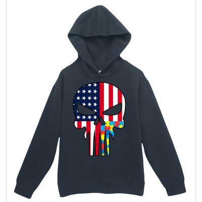 Autism Awareness American Skull Urban Pullover Hoodie