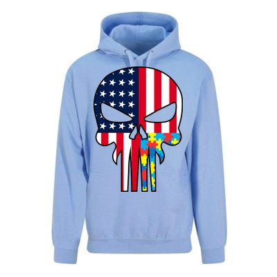 Autism Awareness American Skull Unisex Surf Hoodie