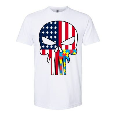 Autism Awareness American Skull Softstyle CVC T-Shirt