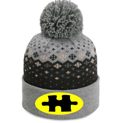 Autism Awareness Bat Puzzle Logo The Baniff Cuffed Pom Beanie