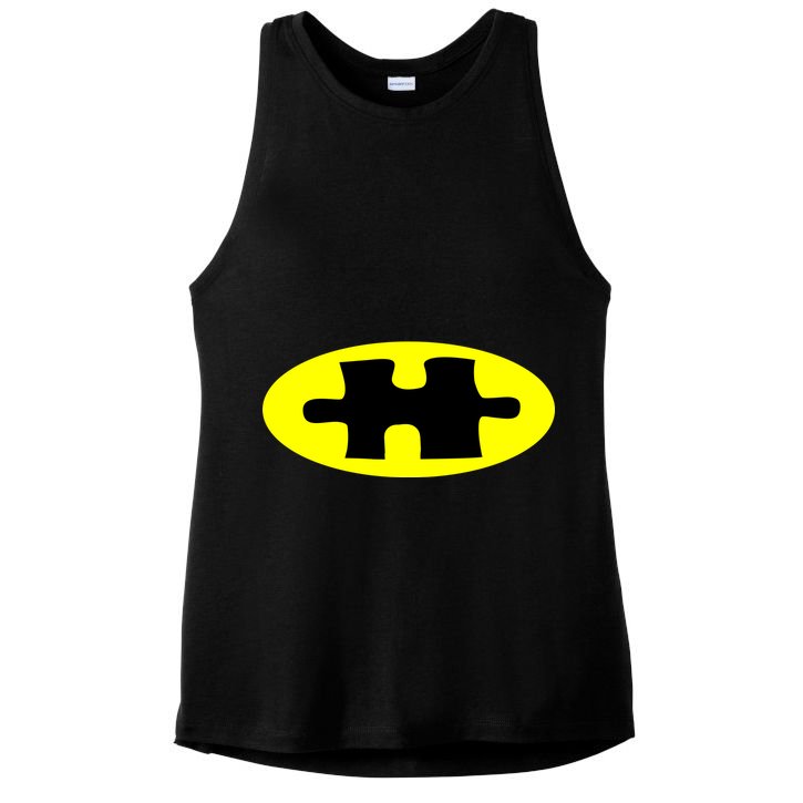 Autism Awareness Bat Puzzle Logo Ladies PosiCharge Tri-Blend Wicking Tank