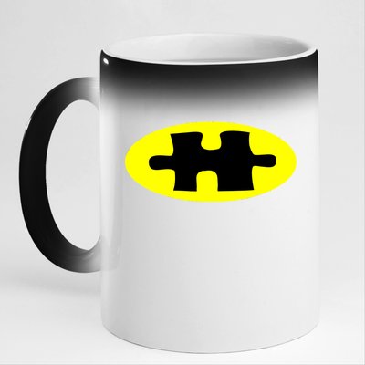 Autism Awareness Bat Puzzle Logo 11oz Black Color Changing Mug