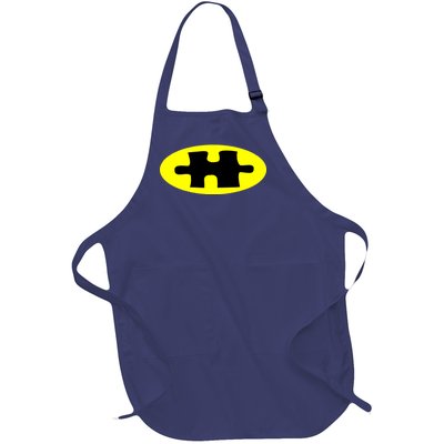 Autism Awareness Bat Puzzle Logo Full-Length Apron With Pockets