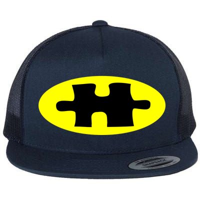 Autism Awareness Bat Puzzle Logo Flat Bill Trucker Hat