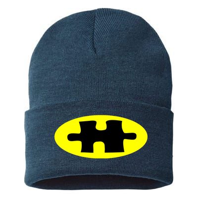 Autism Awareness Bat Puzzle Logo Sustainable Knit Beanie