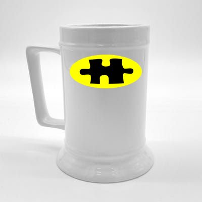 Autism Awareness Bat Puzzle Logo Beer Stein