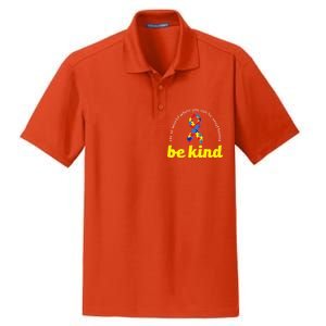 Autism Awareness Be Anything Be Kind Dry Zone Grid Polo