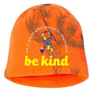 Autism Awareness Be Anything Be Kind Kati - Camo Knit Beanie