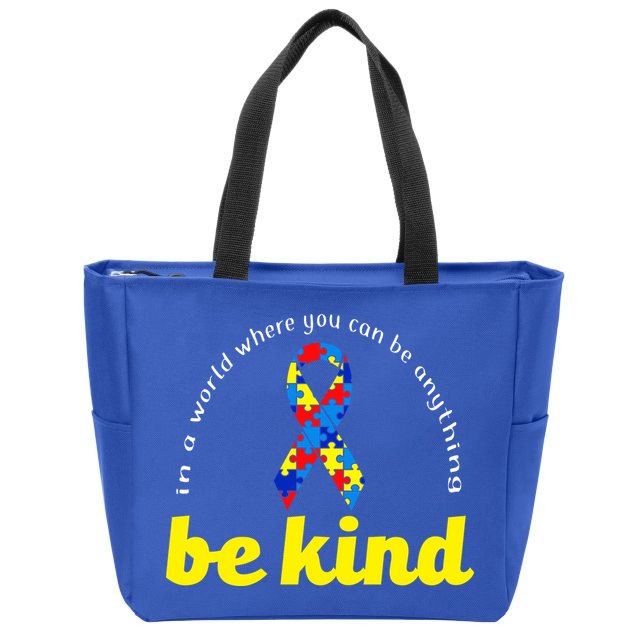 Autism Awareness Be Anything Be Kind Zip Tote Bag