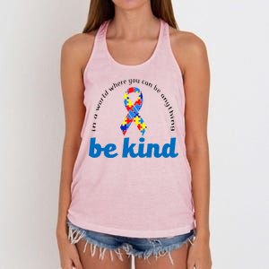 Autism Awareness Be Anything Be Kind Women's Knotted Racerback Tank