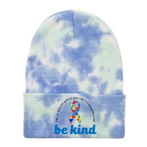 Autism Awareness Be Anything Be Kind Tie Dye 12in Knit Beanie