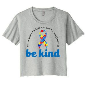 Autism Awareness Be Anything Be Kind Women's Crop Top Tee