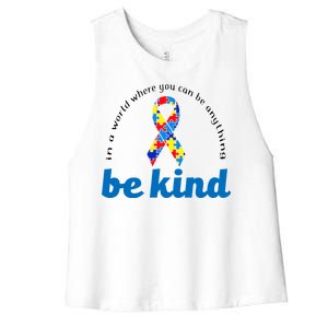 Autism Awareness Be Anything Be Kind Women's Racerback Cropped Tank