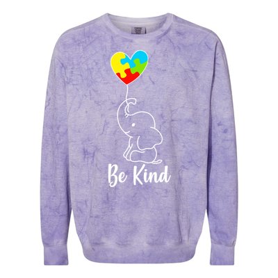 Autism Awareness Be Kind Elephant Colorblast Crewneck Sweatshirt