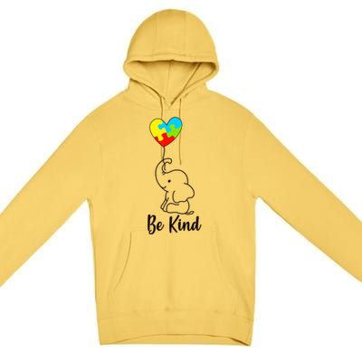 Autism Awareness Be Kind Elephant Premium Pullover Hoodie