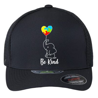 Autism Awareness Be Kind Elephant Flexfit Unipanel Trucker Cap