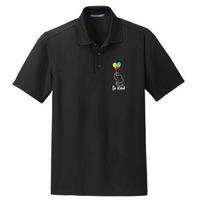 Autism Awareness Be Kind Elephant Dry Zone Grid Polo