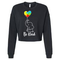 Autism Awareness Be Kind Elephant Cropped Pullover Crew
