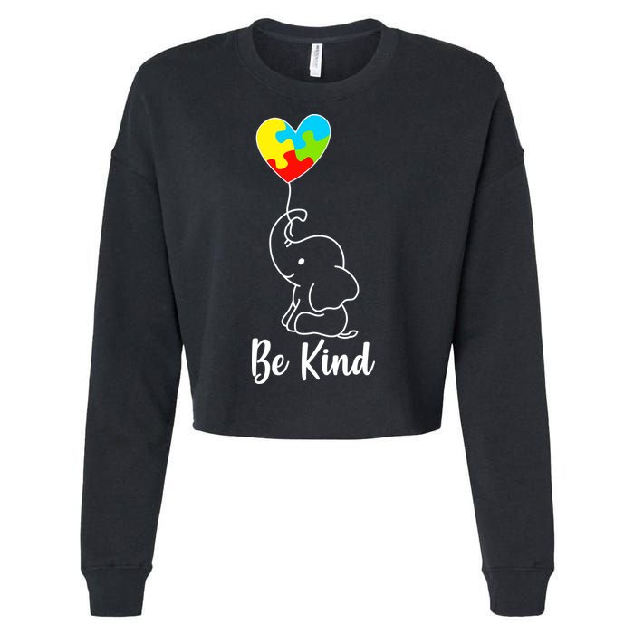Autism Awareness Be Kind Elephant Cropped Pullover Crew