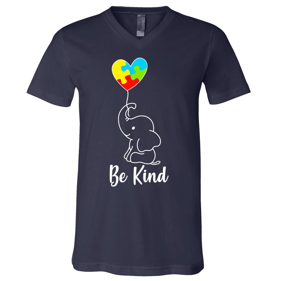 Autism Awareness Be Kind Elephant V-Neck T-Shirt