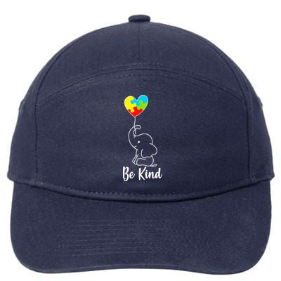 Autism Awareness Be Kind Elephant 7-Panel Snapback Hat