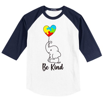 Autism Awareness Be Kind Elephant Baseball Sleeve Shirt