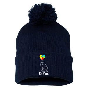 Autism Awareness Be Kind Elephant Pom Pom 12in Knit Beanie