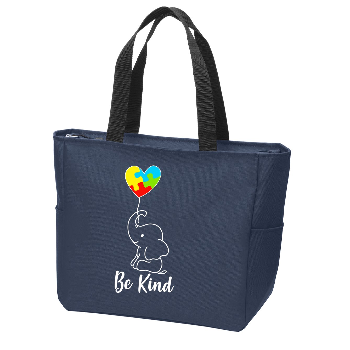 Autism Awareness Be Kind Elephant Zip Tote Bag