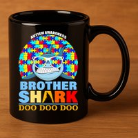 Autism Awareness Brother Shark Puzzles 11oz C Handle Ceramic Mug