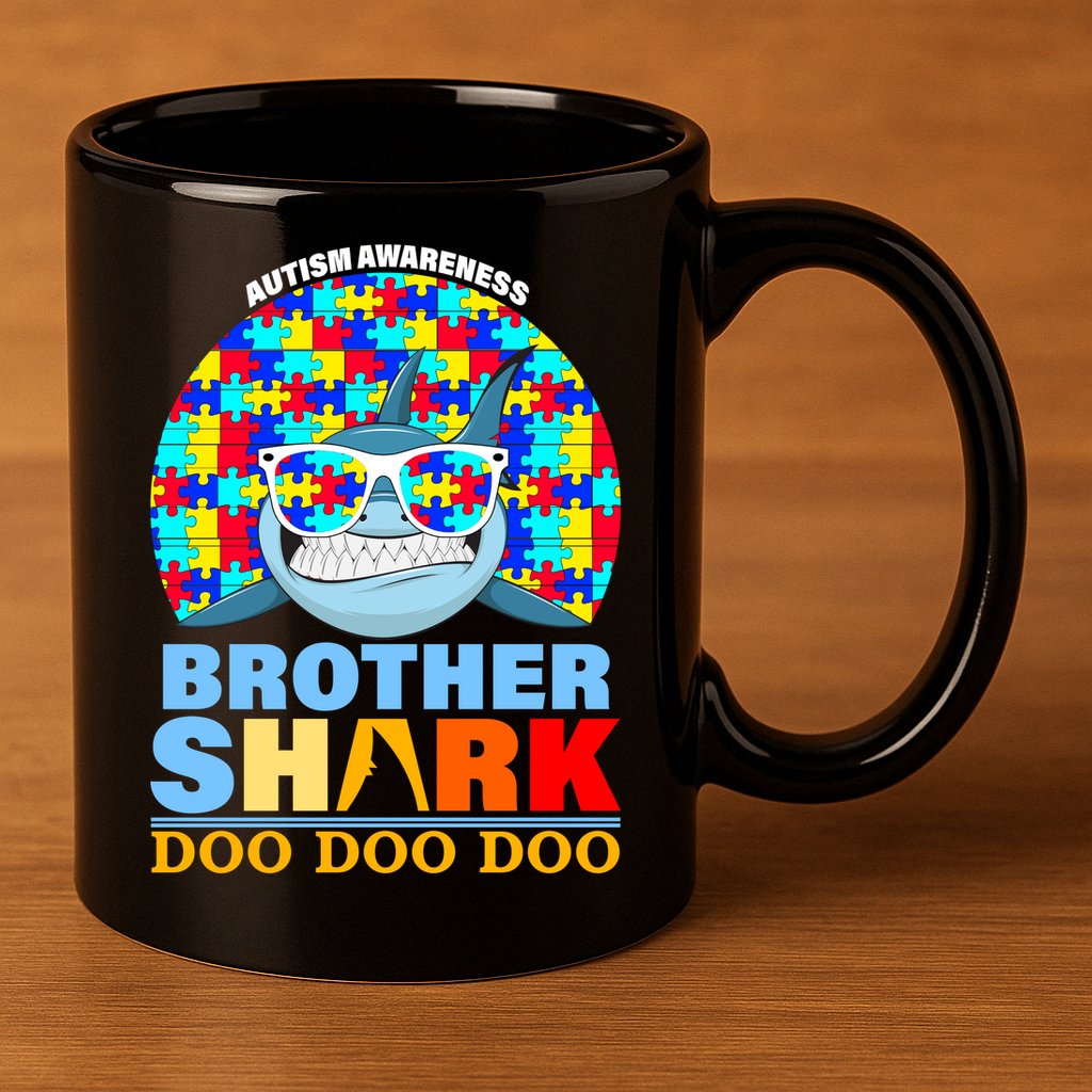 Autism Awareness Brother Shark Puzzles 11oz C Handle Ceramic Mug