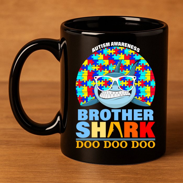 Autism Awareness Brother Shark Puzzles 11oz C Handle Ceramic Mug