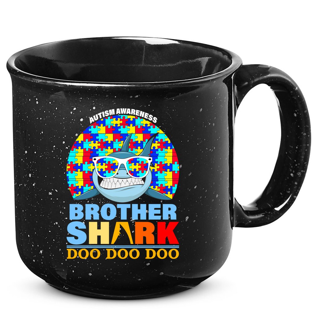 Autism Awareness Brother Shark Puzzles 15oz Campfire Ceramic Mug