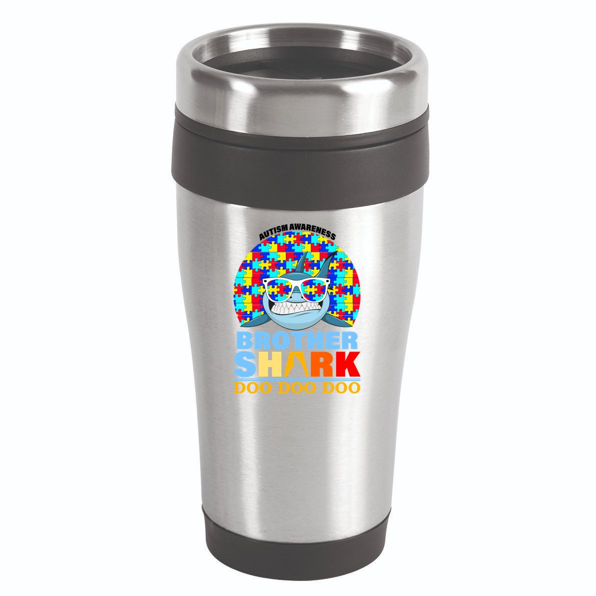 Autism Awareness Brother Shark Puzzles 16oz Travel Tumbler