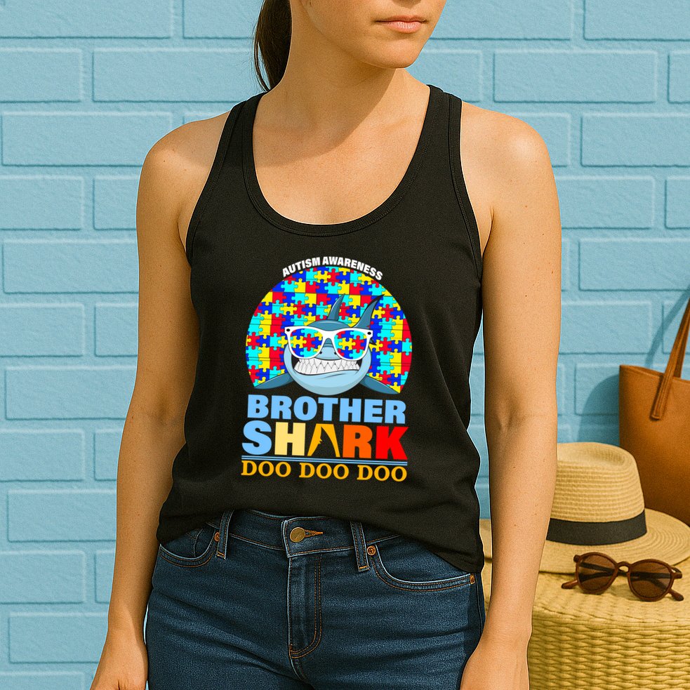 Autism Awareness Brother Shark Puzzles Womens Tank Top