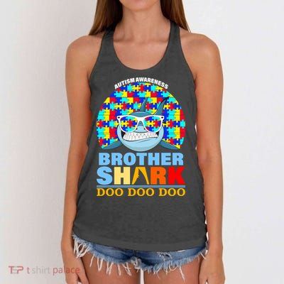 Autism Awareness Brother Shark Puzzles Women's Knotted Racerback Tank