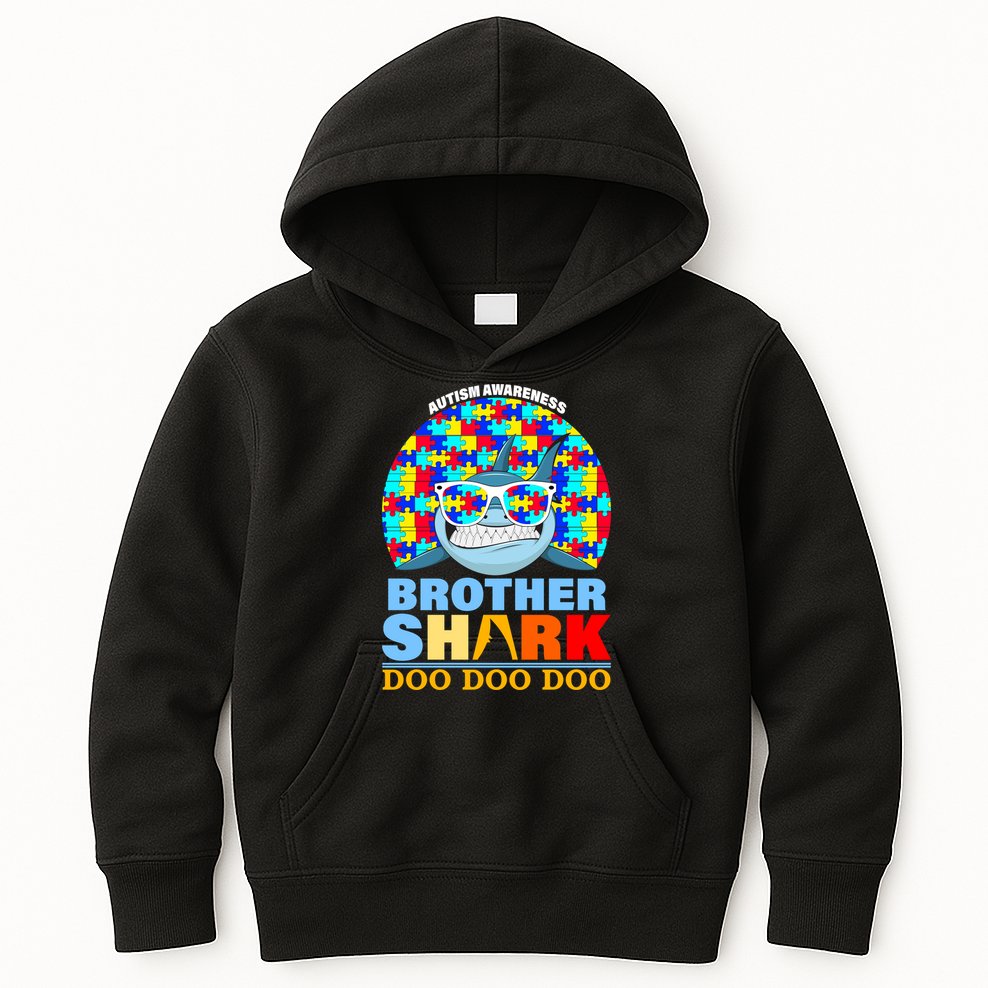 Autism Awareness Brother Shark Puzzles Kids Hoodie