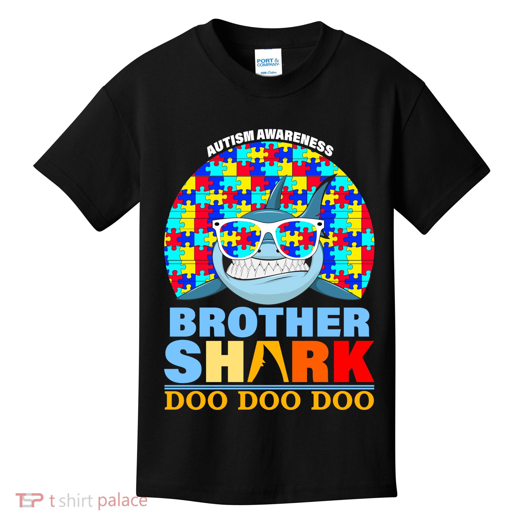 Autism Awareness Brother Shark Puzzles Kids T-Shirt
