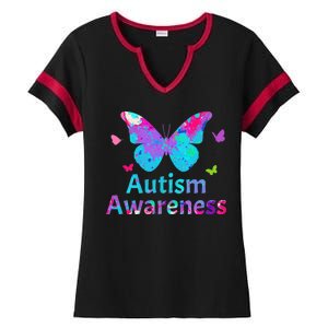 Autism Awareness Butterflies  Ladies Halftime Notch Neck Tee