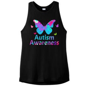 Autism Awareness Butterflies  Ladies PosiCharge Tri-Blend Wicking Tank