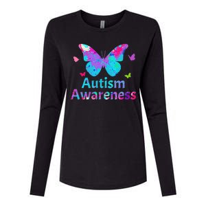 Autism Awareness Butterflies  Womens Cotton Relaxed Long Sleeve T-Shirt