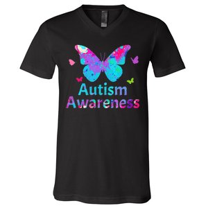 Autism Awareness Butterflies  V-Neck T-Shirt