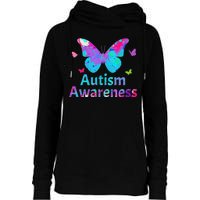 Autism Awareness Butterflies  Womens Funnel Neck Pullover Hood