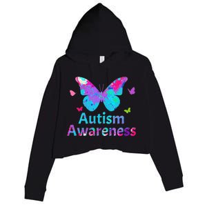 Autism Awareness Butterflies  Crop Fleece Hoodie