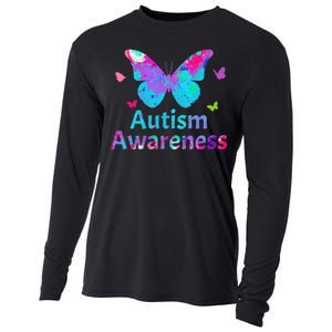 Autism Awareness Butterflies  Cooling Performance Long Sleeve Crew