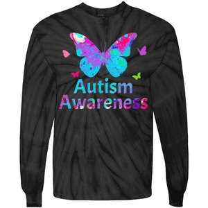 Autism Awareness Butterflies  Tie-Dye Long Sleeve Shirt