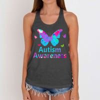 Autism Awareness Butterflies  Women's Knotted Racerback Tank