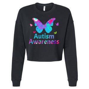 Autism Awareness Butterflies  Cropped Pullover Crew