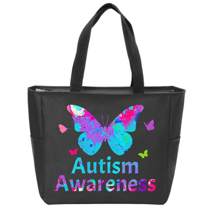 Autism Awareness Butterflies  Zip Tote Bag